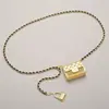 Estilo Tweed Cadena Metálica Bolso Pequeño Cadena para Cinturón Accesorios Bolso Cruzado para Mujer Cinturón Acolchado Bolso de Cintura Bolso para Auriculares Falda Decorativa