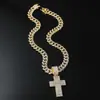 Colar Colar Pingente Cruz Full Diamond Personalidade Europeia e Americana Hip Hop HIPHOP Colar Cubano de Diamante