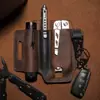 Capa Multifuncional de Couro PU para Cinto Masculino, Bolsa de Armazenamento de Bolso EDC, Capa com Porta-Canetas, Chaveiro, Capa para Lanterna, Bolsa de Couro EDC