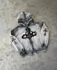 Moletom solto com design de ilhós estilo escuro para outono e inverno para mulheres, moletom Harajuku estilo hip-hop para homens, jaqueta preta
