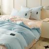 Estilo sin imprimir Algodón 100% Juego de Cuatro Piezas para Cama Lujo Sencillo y Accesible Algodón de Fibra Larga Algodón Puro Funda Nórdica Cama Sábanas de Cama Juego de Tres Piezas para Dormitorio 4