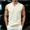 Suéter Chaleco de Color Liso para Hombre Europeo y Americano Otoño/Invierno 2026 Chaleco de Punto sin Mangas Cuello en V Ropa Casual para Hombre
