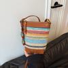 Bolso Trenzado Arcoíris de Moda para Mujer 2026 Nuevo Estilo Bolso Cruzado de Paja para Vacaciones en la Playa Bolso Cubo