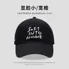 Gorra de Béisbol Azul Marino para Mujer de Borde Ancho Estilo Coreano con Bordado de Letras para Caras Grandes, Mismo Estilo que Lu Yuxiao