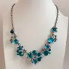 Cool Collar Azul Floral para Mujer, Cadena Corta para Clavícula, Lujo Ligero, Artesanía Exquisita, Nuevo Accesorio de Cuello para Vestido de Noche
