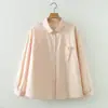 Camisa de manga longa com lapela Peter japonesa feminina peça única design de alta qualidade blusa básica moda atacado