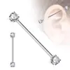 Novo produto personalizado ponte de orelha unha haste longa brinco de duas cabeças redondo zircão anel de peito perfuração jóias Europa e Estados Unidos atacado transfronteiriço