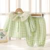 Conjunto de Roupa de Casa de Algodão Nuvem para Menina, Fofo, Fresco, Gola Boneca, Verão, Solto, Fino, Pijama Infantil, Conjunto de Duas Peças