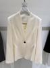 Blazer Curto Slim Simples Sem Gola de Lã D Brand Light Luxury Outono/Inverno Novo Estilo para Mulheres