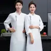 Borde Gris Letra Ropa de Trabajo de Chef Manga Larga Cocina Trasera de Hotel Ropa de Trabajo Ropa de Chef para Catering Chef de Cocina para Mujer Otoño e Invierno