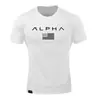 Camiseta Deportiva de Verano con Cuello Redondo para Hombre Muscle Fitness Europea y Americana Manga Corta Ropa de Entrenamiento para Fitness Running Manga Corta alpha