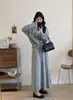 Tamanho Plus Estilo Preguiçoso Casual Conjunto Feminino Elegante Retrô Top Duas Peças Inverno Novo Estilo Saia Grossa