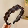 Diadema Trenzada de Perlas de Moda Espina de Pescado Trenzada Esponjosa Antideslizante Para Lavado de Cara Salida Corona Alta Pasador Accesorio para el Cabello