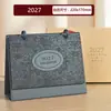 Calendario 2027 Estilo Chino Estampado en Caliente Calendario Mensual Adorno de Escritorio Creativo Anillado Tarjeta Perforada Planifica el Calendario de Hoy Logo Personalizado