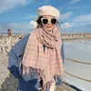 Capa cálida de doble cara estilo coreano para mujer, versátil, de cachemir grueso similar, para oficina, bufanda para primavera y otoño con aire acondicionado