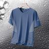 Camiseta de manga corta de seda de hielo de verano para hombre, camiseta holgada de cuello redondo y media manga para hombre, talla grande, sencilla, combinable, de secado rápido.