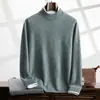 Malharia de Caxemira Masculina Gola Alta Malharia Business Casual Manga Longa Malharia de Base com Novos Tops de Outono e Inverno