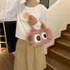 Bolsa de Mão Peluda Estilo 2025 para Estudantes, Bolsa de Ombro Fofa e Texturizada para Meninas, Bolsa Transversal de Pelúcia com Olhos Grandes, Moderna e Adorável