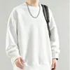 Moletom de gola redonda liso para outono e inverno, unissex, solto e versátil, estilo coreano casual, camiseta básica solta de comércio exterior