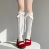 Meias Finas de Verão para Mulheres, Estilo Lolita com Renda, Laço e Fita, Fofas, Emagrecedoras, Respiráveis, Versáteis Meias de Cano Médio