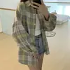 Nova Jaqueta Solta, Moletom Feminino de Manga Longa, Camisa Xadrez Fashion de Comprimento Médio, Cardigã Feminino, Temperamento que Rejuvenesce
