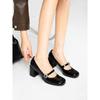 Zapatos de tacón alto de suela gruesa Zapatos versátiles de tacón grueso de una sola capa para mujer 2024 primavera y verano nuevos Zapatos Mary Jane franceses vintage zapatos JK