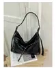 Bolsa Transversal de Ombro Feminina Estilo Garota Popular 2026 Nova com Rebites de Estrela Estilo Coreano de Nicho Bolsa Tote de Grande Capacidade