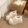Retro Plus Terciopelo Versátil Hebilla de Piel Suela Gruesa Aumenta Altura Zapatos Birkenstock Mujer 2026 Invierno Nuevos Zapatos de Algodón Cómodos Botas de Nieve