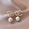 Pendientes de Perla de Gama Alta de Nicho, Elegantes y Sencillos, Pendientes de Perla Color Champaña