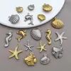 Acero Inoxidable Vida Marina Hueco Agujero Único Estrella de Mar Vieira Delfín Caballito de Mar Pez Tropical Colgante Accesorios para Joyería DIY