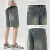 Pantalones Cortos de Mezclilla Finos de Verano para Hombre 2026 Nuevo Estilo Americano de Pierna Recta Casual de Longitud Media con Patrón de Cielo Estrellado