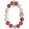 Nieve en FatOriginal Fresa Natural Copo de Nieve Blanco Fantasma Cristal Blanco Irregular Pulsera de Cristal Corazón Rosa Girly