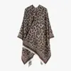 Bufanda Chal Chaleco de Moda Elegante Hermoso Estampado de Leopardo Empalmado Cálido de Imitación Cachemir para Mujer Oficina con Aire Acondicionado