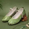Nuevos Zapatos de Mujer Estilo Chino con Cheongsam, Zapatos de Tela del Viejo Pekín, Zapatos de Baile de Tacón Medio Bajo, Tacones de Cuña, Punteras Redondas
