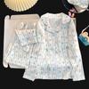 Pijama Infantil de Algodón Nube Transfronterizo para Niñas Primavera y Otoño Cárdigan de Manga Larga con Cuello Solapa Ropa de Casa de Dibujos Animados para Niños Mayores