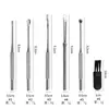 Venta Directa de Fábrica Set de 5 Piezas de Acero Inoxidable para Limpiar Oídos Herramientas de Limpieza de Oídos Recogedor de Oídos Espiral de Doble Punta Multicolor Set para Cavar Oídos