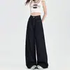 Jeans Retro de Mezclilla Pierna Ancha para Mujer 2025 Nuevo Verano Caída Suelta Cintura Alta Adelgazantes Pantalones Largos hasta el Suelo