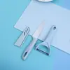 Conjunto de tábua de corte de plástico para cozinha, tábua de cortar, faca de legumes, faca de frutas, tesoura, portátil para exterior, conjunto de três peças