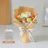 Buquê de Formatura de Rosas e Girassóis, Flor Puff de Crochê de Lã Finalizada, Presente para Namorada, Professor, Presente de Aniversário