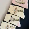Meias de Meia-Cana Rosa Fofo Cachorrinho Fofo Femininas Espessas Quentes à Prova de Frio para Casa Chão Outono Inverno Adorável Desenho Animado Adorável Fofinho