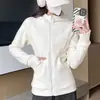 Sudadera Blanca Fina con Capucha para Mujer Primavera y Otoño 2026 Nuevo Top Ajustado para Personas Menudas Cárdigan de Felpa Ropa de Abrigo