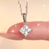 Colar de Prata S925 com Moissanita Irregular de 1 Quilate Corte Princesa para Mulheres, Finamente Trabalhado, Corrente para Clavícula de Qualidade de Exportação, Mesmo Estilo que no Xiaohongshu