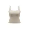 Popular Chaleco de Tirante con Perlas para Mujer con Doble Tirante, Copas Fijas, Corte Ajustado, Ropa Interior Básica Sin Costuras de Seda Helada para Espalda de Mujer