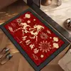 Nuevo Estilo Chino Año del Caballo Cristal Rojo Terciopelo Felpudo de Piso Felpudo de Entrada de Año Nuevo Felpudo Antideslizante para Entrada Felpudo de Entrada Resistente a Manchas