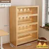 Librero a prueba de polvo de madera maciza integrado en la pared, gabinete de almacenamiento color nogal, gabinete de almacenamiento de pie, librero para el hogar
