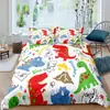 Amazon transfronterizo juego de tres piezas lindo estampado de dinosaurio de dibujos animados poliéster ropa de cama comercio exterior textil para el hogar al por mayor