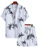 Traje casual de verano para hombre, estilo europeo y americano, con cuello de solapa, estampado 3D, tacto de alta gama, sin arrugas, elástico en cuatro direcciones, manga corta