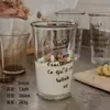 Taza de Vidrio Estilo Ins Coreano Taza de Desayuno de Leche Gran Capacidad Taza de Café de Vidrio con Letra Taza de Jugo Taza Flip