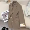 Traje de Mujer Estilo Coreano con Mangas Enrolladas, Múltiples Colores en Stock, Entrega Directa, Nuevo Modelo Otoño 2026, Botón Dorado, Color Brillante, Blazer de Corte Holgado