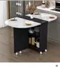 Mesa de jantar dobrável para uso doméstico, adequada para espaços pequenos, móvel com rodas, retangular, ultrafina, mesa de jantar multifuncional para salas de jantar e dormitórios